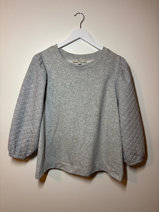 LOFT Tops - LOFT Light Heather Greg Quilted Puff Sleeve Sweatshirt, size XL
